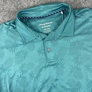 Tommy Bahama Shirt XXL‎ Blue IslandZone Pineapple Print Recycled Polyester Men's